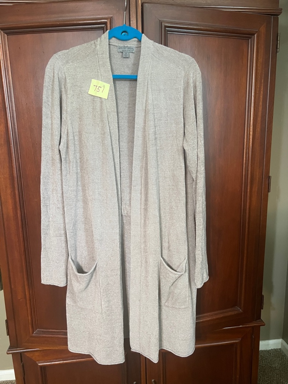 Barefoot Dreams Women's Light Taupe Open-Front Cardigan Size 1X